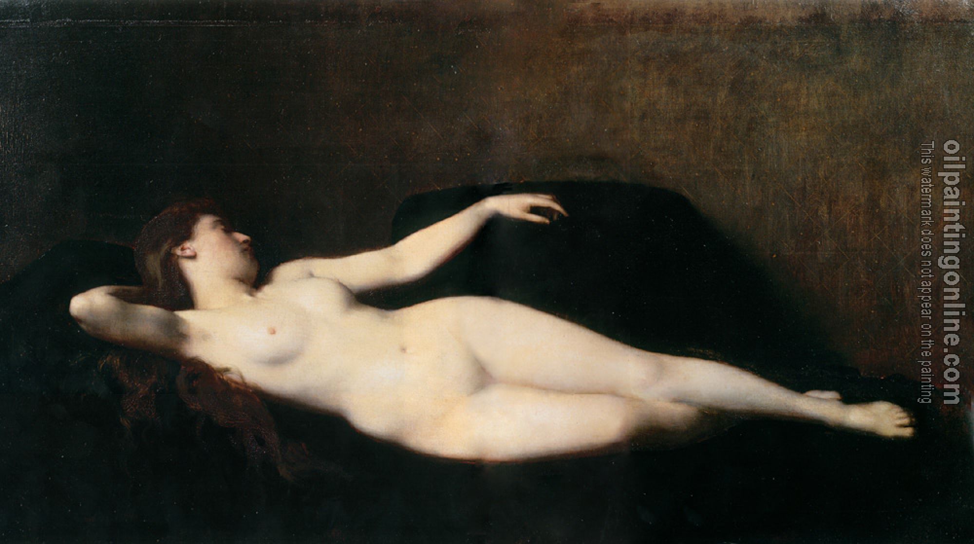 Jean-Jacques Henner - donna sul divano nero